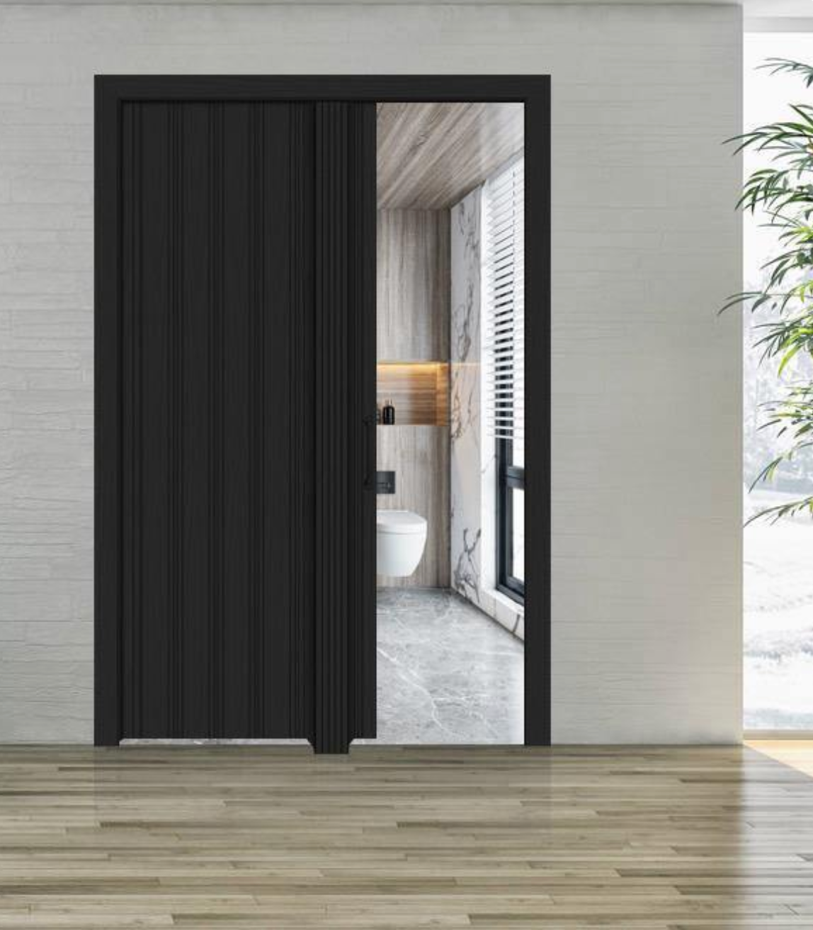Balci Alufold vouwdeur in zwart - 83x230 cm